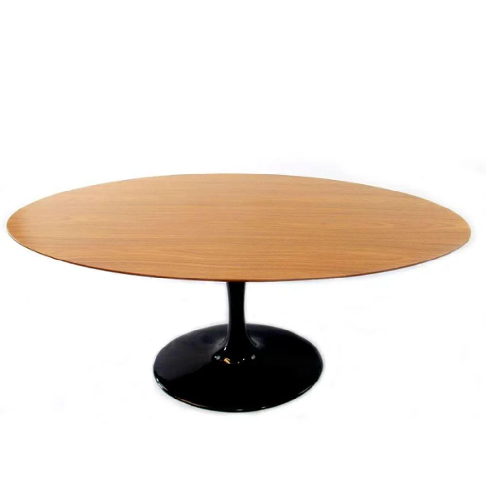 Mesa De Jantar Tulipa Saarinen Oval 160x90 Cm Tampo Freijó Cores Preto - 1