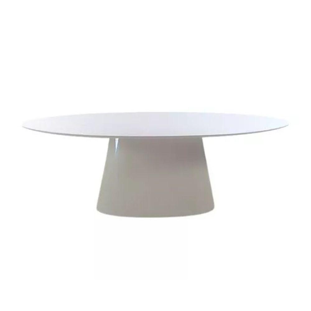 Mesa De Jantar Cone Oval 180x100 Cm Laqueada Cores Branco - 1
