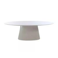 Mesa De Jantar Cone Oval 180x100 Cm Laqueada Cores Branco - 1