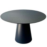 Mesa De Jantar Cone Redonda 120 Cm Base Madeira ébano Tampo ébano - 1