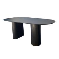 Mesa De Jantar Cone Orgânica Oval 160x90 Cm Com 2 Base Ebano Tampo Ebano - 1