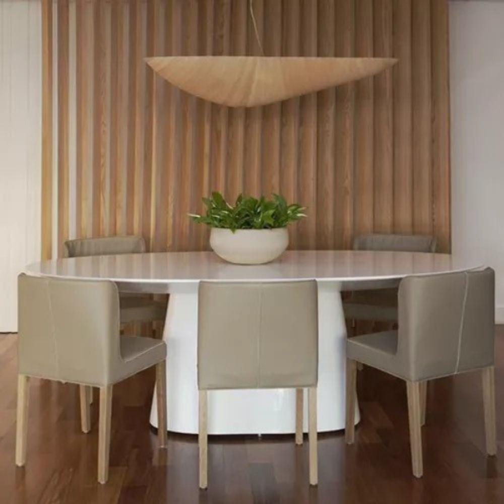Mesa De Jantar Cone Oval 160x90 Cm Laqueada Cores Branco - 2