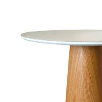 Mesa De Jantar Cone Redonda 160 Cm Base Madeira Freijó Tampo Laqueado Branco