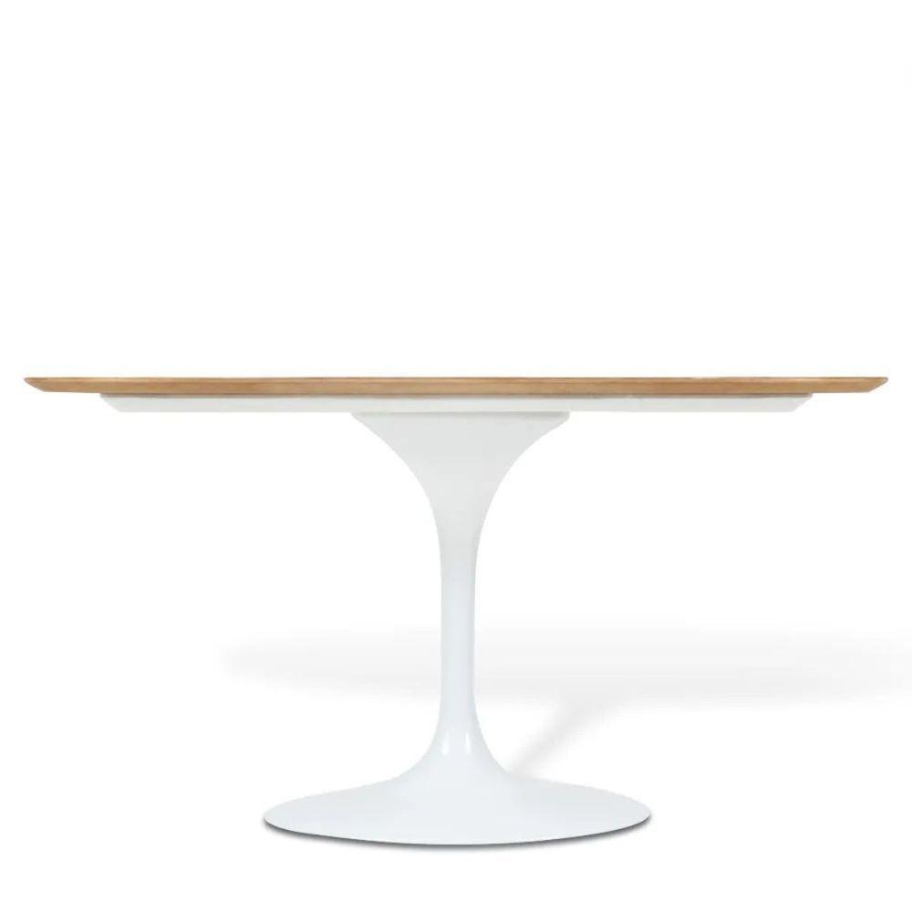 Mesa De Jantar Tulipa Saarinen Oval 244x137 Cm Tampo Imbuia Base Branca - 1