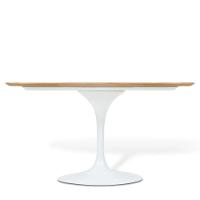 Mesa De Jantar Tulipa Saarinen Oval 244x137 Cm Tampo Imbuia Base Branca - 1