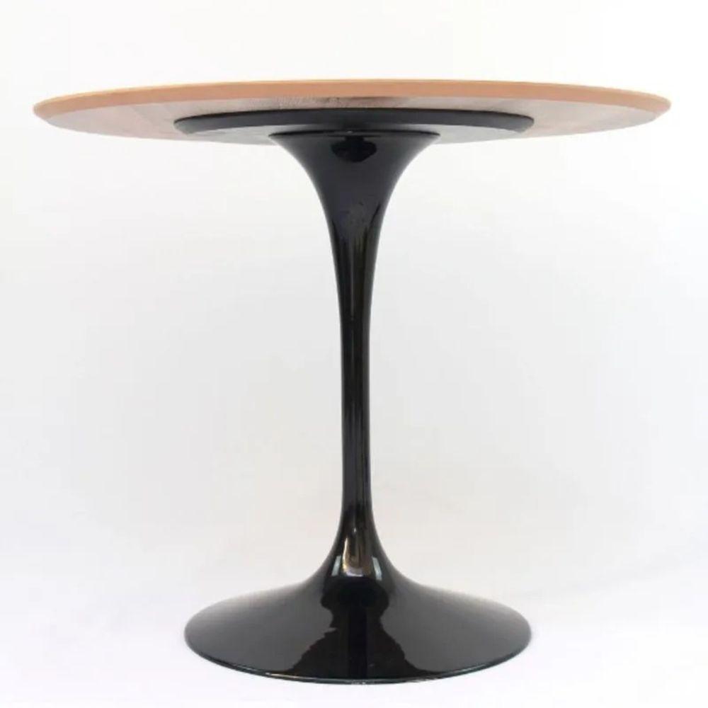 Mesa De Jantar Tulipa Saarinen Redonda 150 Cm Tampo Imbuia Base Preta - 2