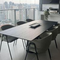 Mesa De Jantar Cone Retangular 198x122 Cm Tampo Ébano Base Ébano Cor Preto - 3