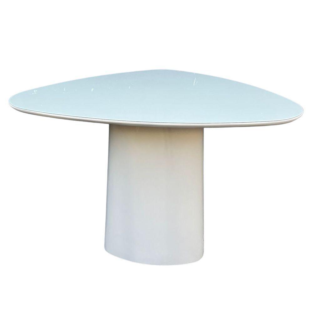 Mesa De Jantar Cone Orgânica Redonda 90x93 Cm Laqueado Off White - 1