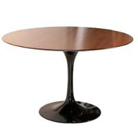 Mesa De Jantar Tulipa Saarinen Redonda 130 Cm Tampo Imbuia Base Preta - 1