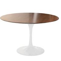 Mesa De Jantar Tulipa Saarinen Redonda 110 Cm Tampo Imbuia Base Branca - 1