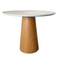 Mesa De Jantar Cone Redonda 80 Cm Base Madeira Freijó Tampo Laqueado - 5