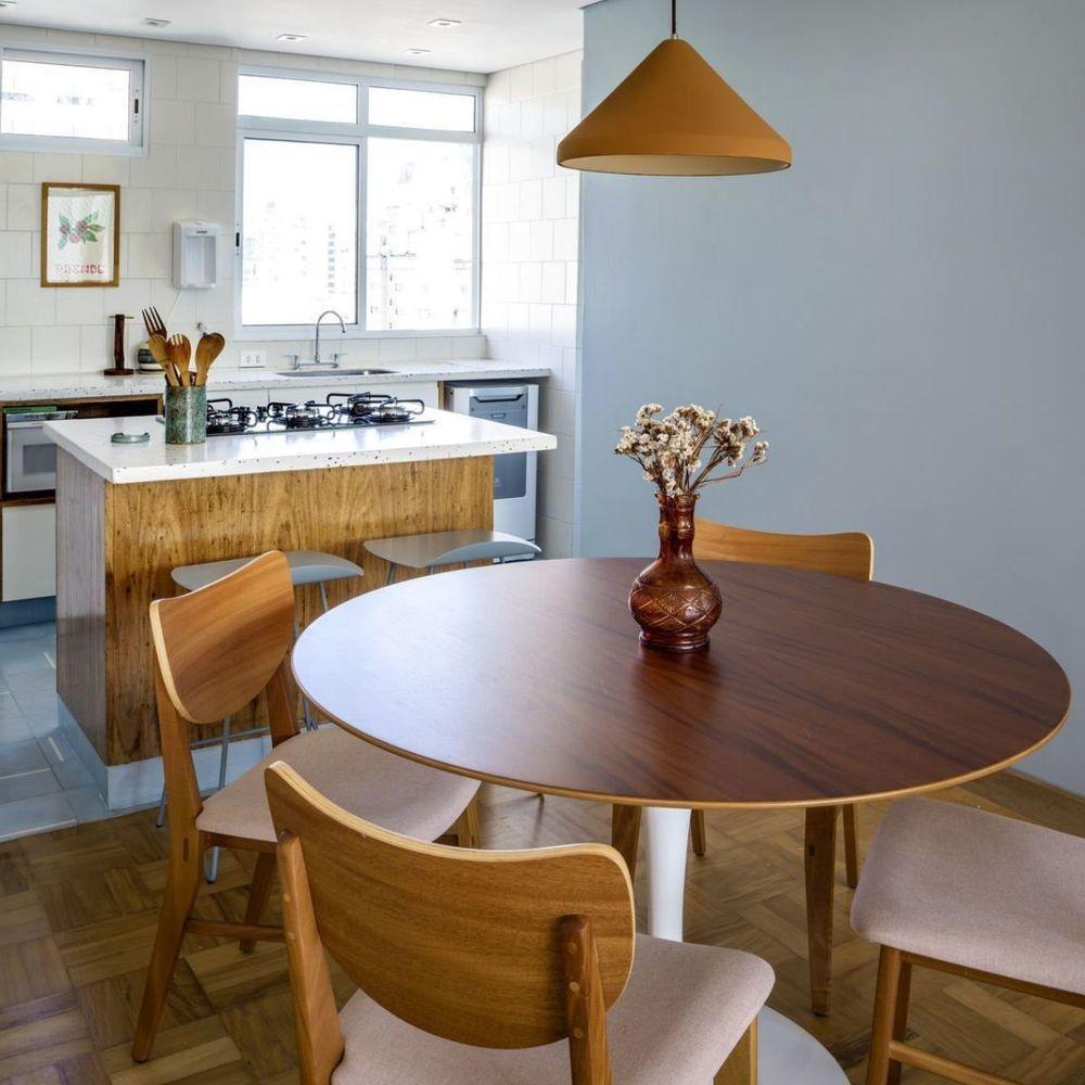 Mesa De Jantar Tulipa Saarinen Redonda 160 Cm Tampo Imbuia Base Branca - 2