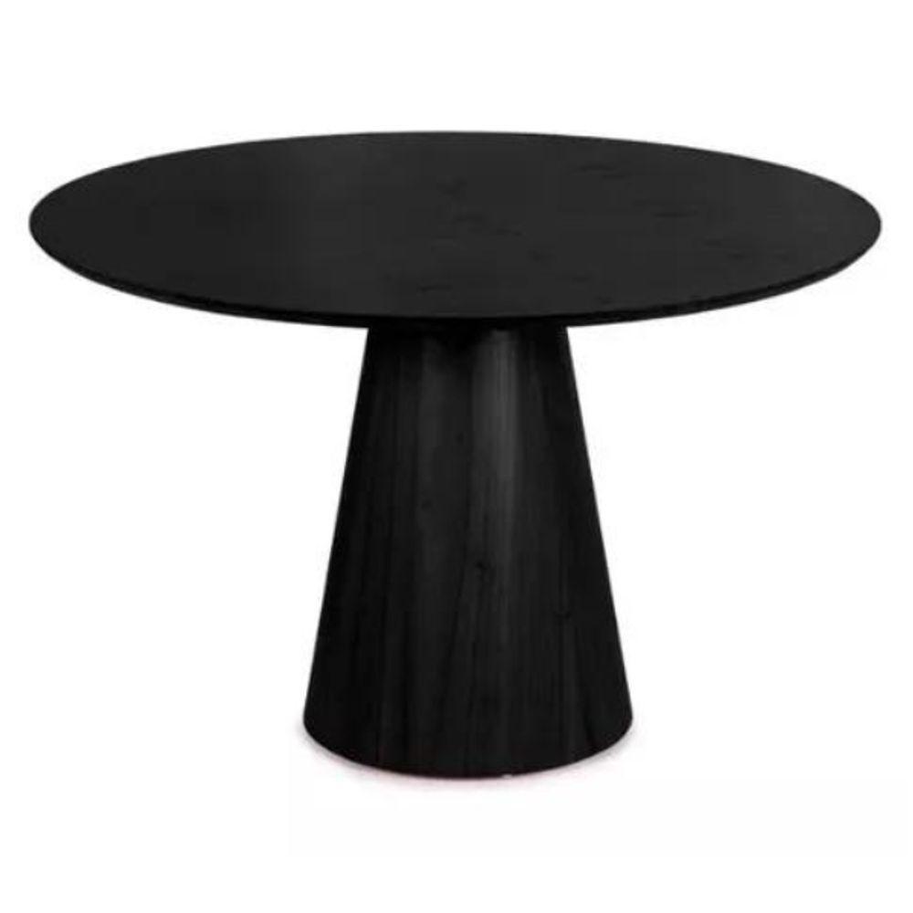 Mesa De Jantar Cone Redonda 110 Cm Base Madeira ébano Tampo ébano - 3