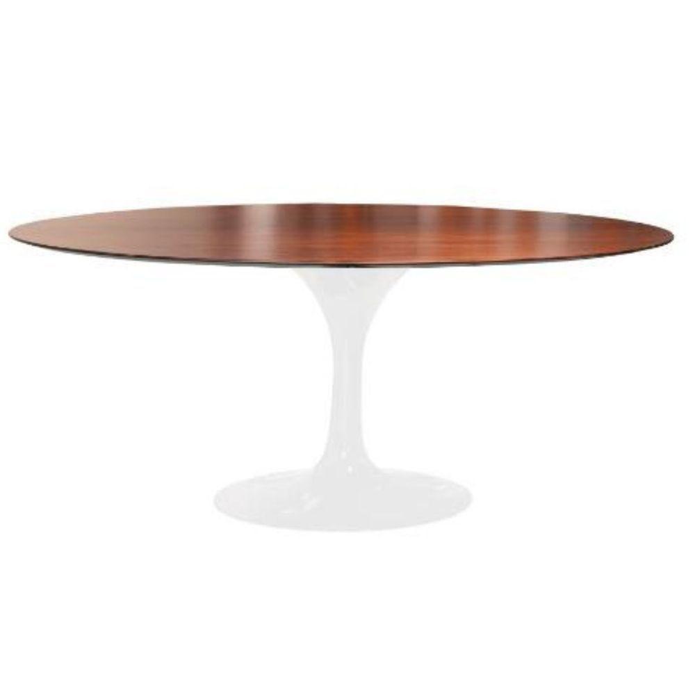 Mesa De Jantar Tulipa Saarinen Oval 198x122 Cm Tampo Imbuia Base Branca - 1