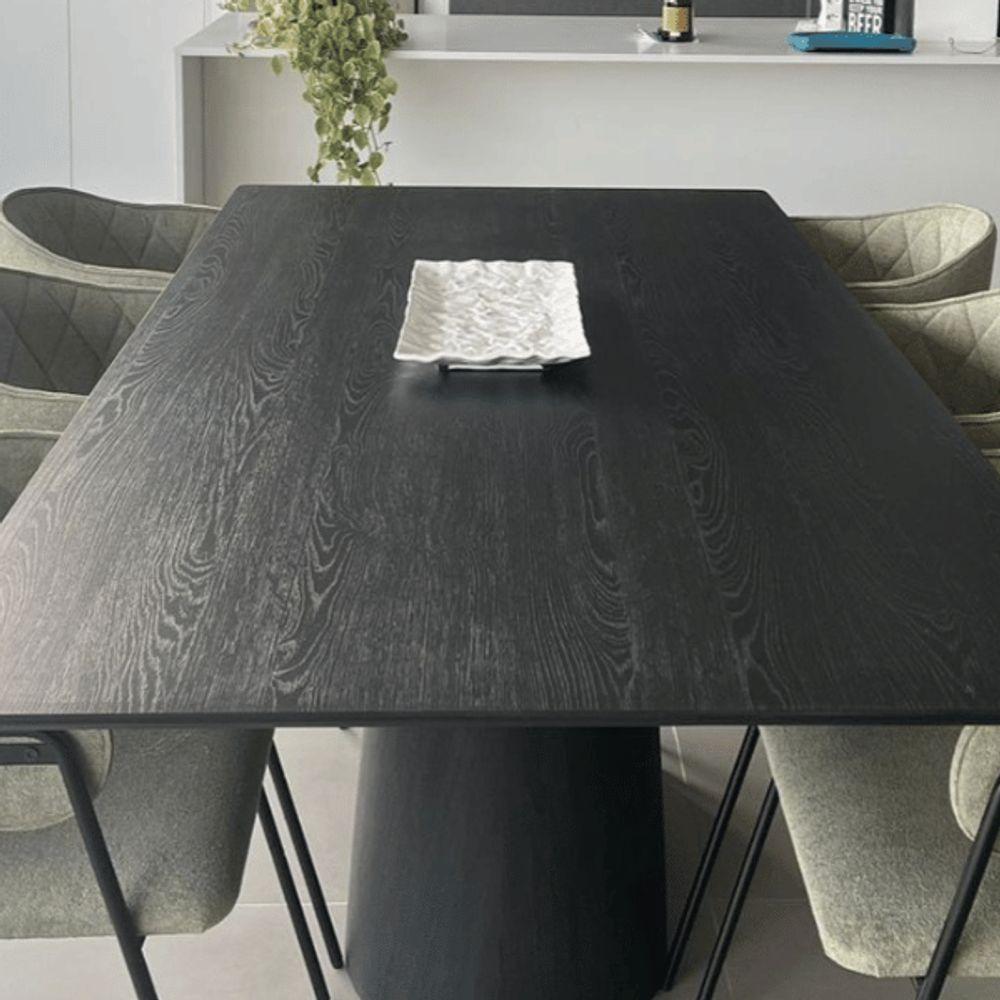 Mesa De Jantar Cone Retangular 235x122 Cm Tampo Ébano Base Ébano Cor Preto - 2