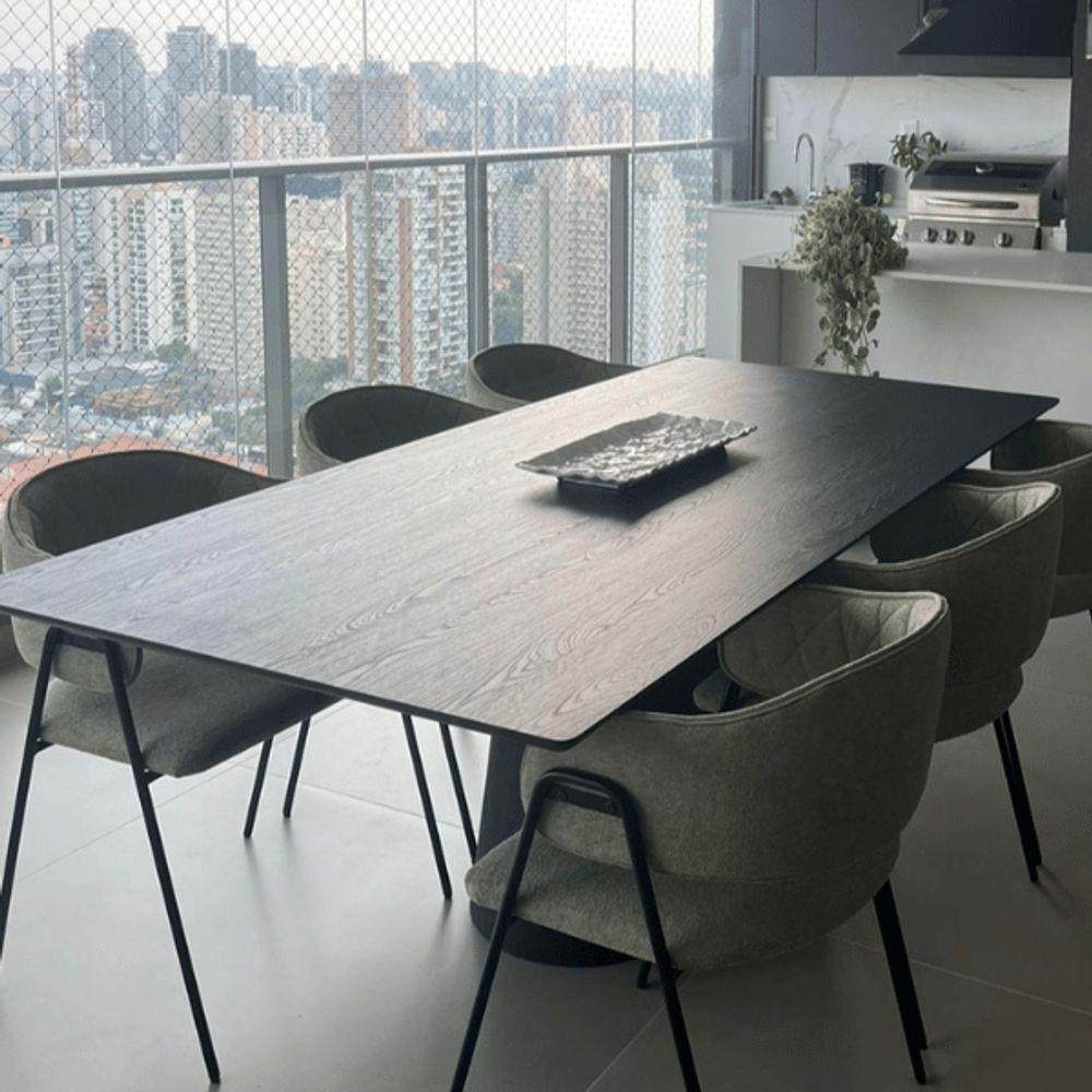 Mesa De Jantar Cone Retangular 235x122 Cm Tampo Ébano Base Ébano Cor Preto - 3