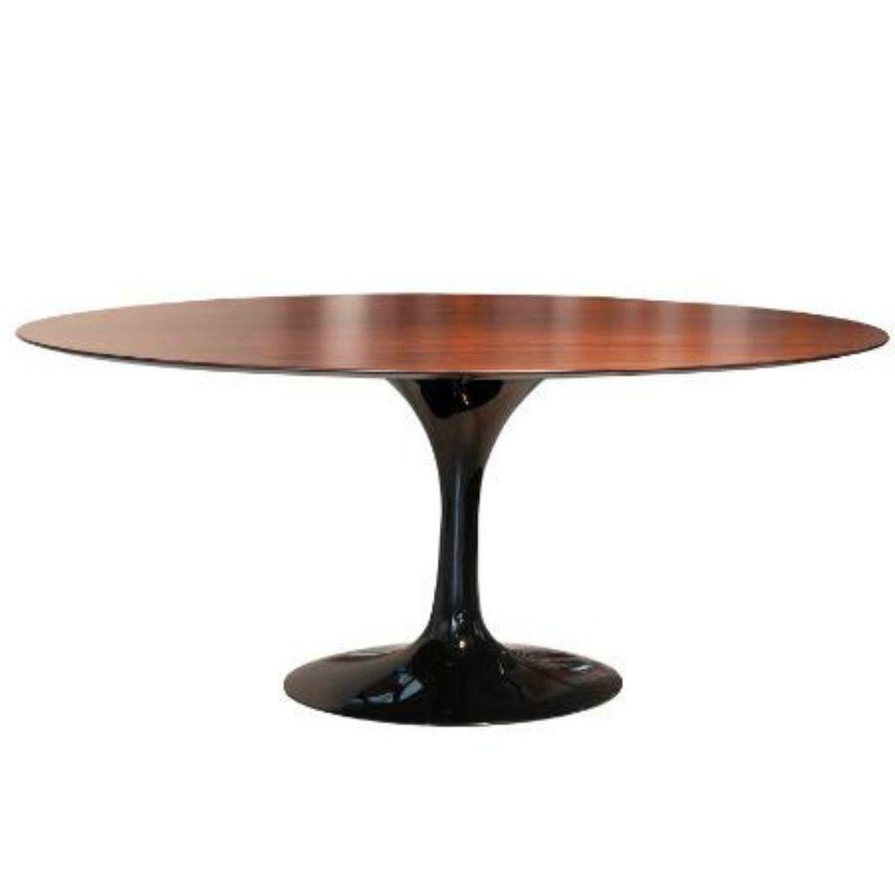 Mesa De Jantar Tulipa Saarinen Oval 160x90 Cm Tampo Imbuia Base Preta - 1
