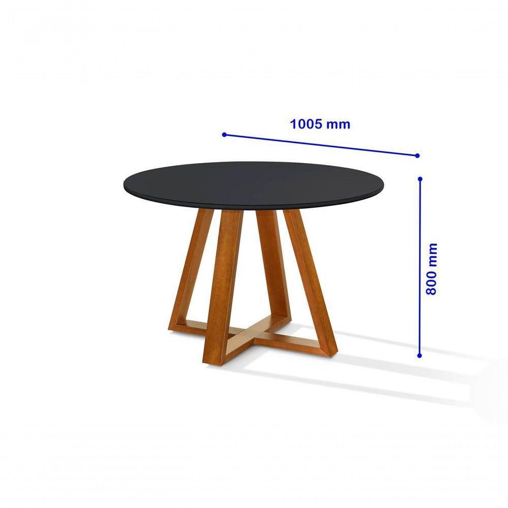 Mesa De Jantar Bela 105cm Redonda Tampo Vidro/mdf Preto - 2