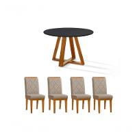 Mesa De Jantar Bela 105cm Redonda Tampo Vidro/mdf Preto - 3