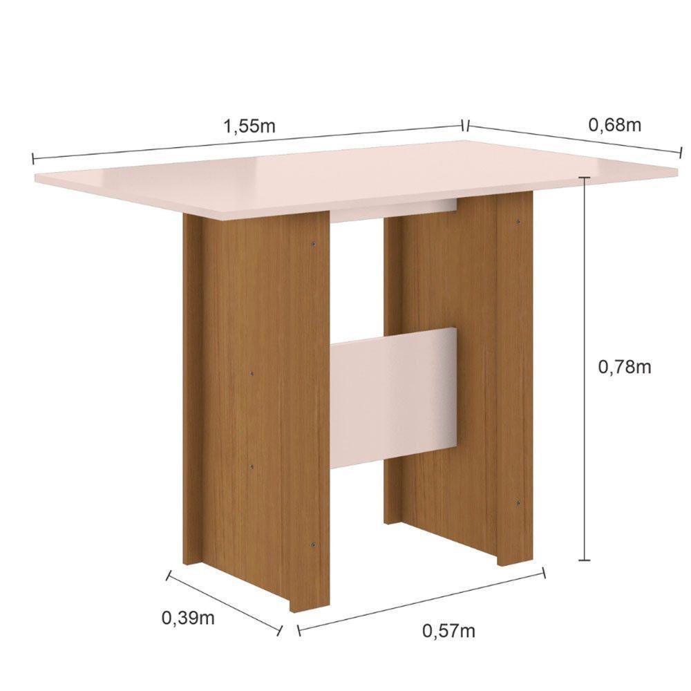 Mesa De Jantar 4 Lugares Milano Poliman Móveis Carvalho Com Off White - 2