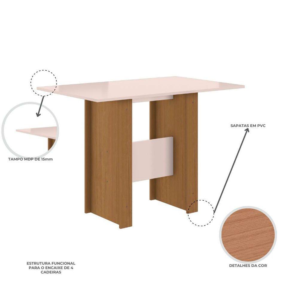 Mesa De Jantar 4 Lugares Milano Poliman Móveis Carvalho Com Off White - 5