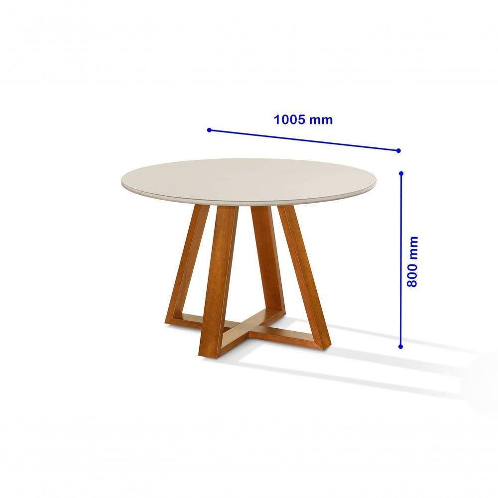 Mesa Redonda De Jantar Bela Com Pés Madeira Tampo Vidro/mdf - 3