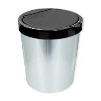 Lixeira Cesto 10 Litros Tampa Click Label Redonda Cor Prata Inox - 1