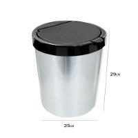 Lixeira Cesto 10 Litros Tampa Click Label Redonda Cor Prata Inox - 2