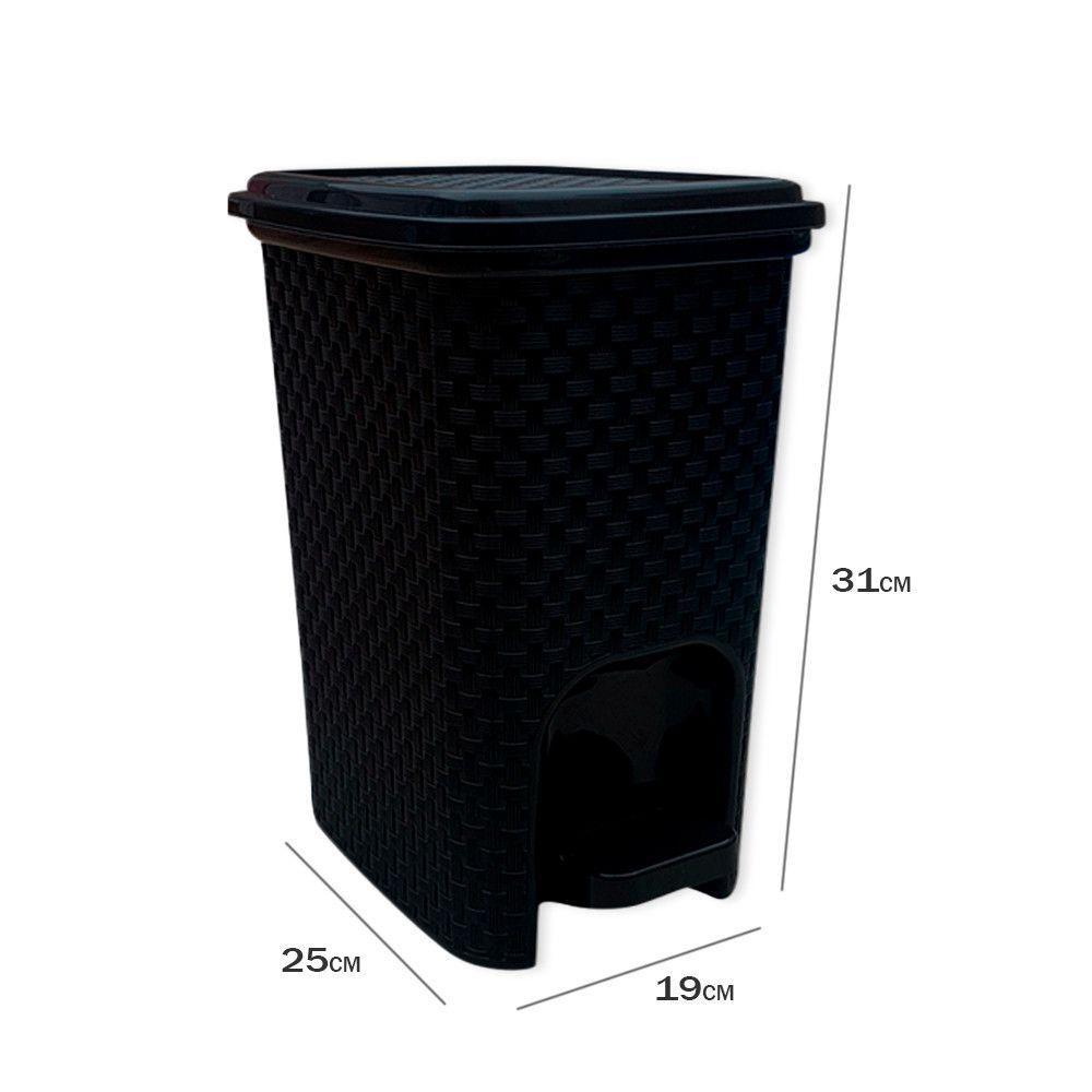 Lixeira Com Pedal Trama Rattan 7 Litros Preta - 3