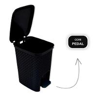 Lixeira Com Pedal Trama Rattan 7 Litros Preta - 1