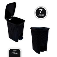 Lixeira Com Pedal Trama Rattan 7 Litros Preta - 2