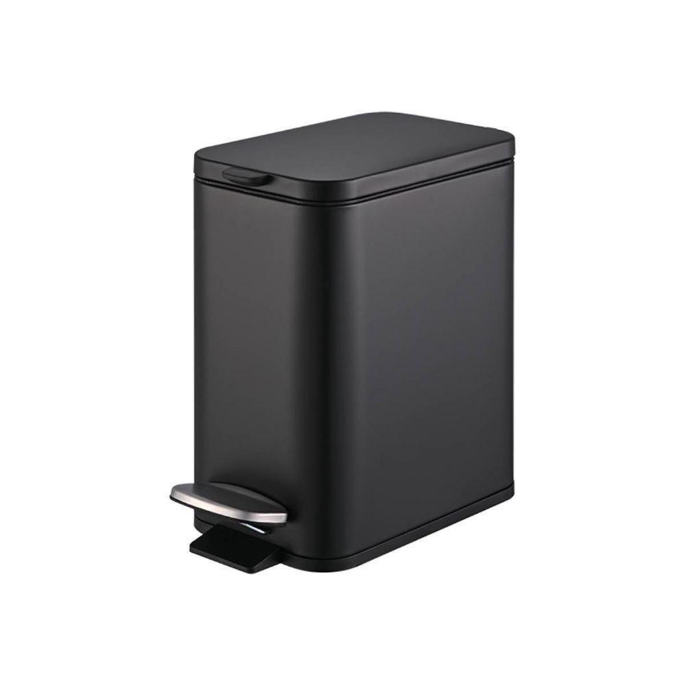 Lixeira Retangular C- Pedal E Balde 5 L Aço Carbono Cor Preto Linha Frame Brinox - 1
