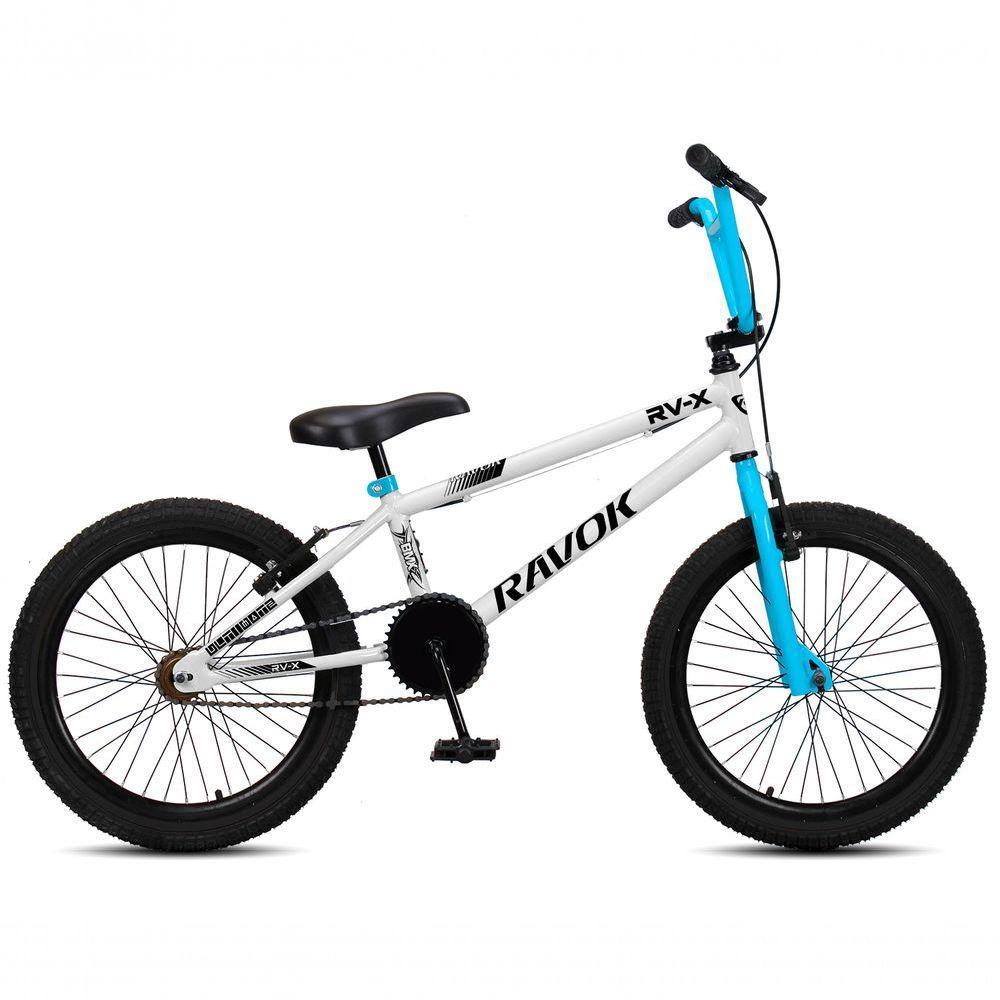 Bicicleta Bmx Cross Aro 20 Rv-x Aro Aero Freio V-brake Ravok Branca E Azul - 1