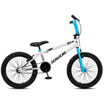 Bicicleta Bmx Cross Aro 20 Rv-x Aro Aero Freio V-brake Ravok Branca E Azul