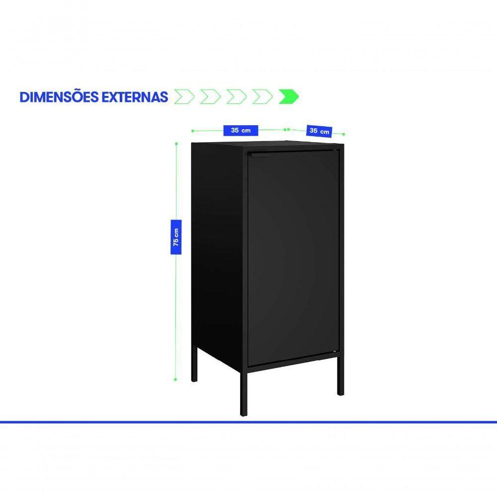 Balcão Alto Multiúso Itatiaia Smart - 1 Porta - Preto Matte - 3