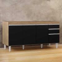 Balcão Gabinete 160cm Sem Tampo 4 Portas 2 Gavetas Arkansas Castanho-preto - Lumil Móveis - 6