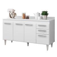 Balcão Gabinete Para Pia 150cm 4 Portas 2 Gavetas Com Tampo Lis L03 Branco - Mpozenato - 1