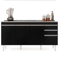 Balcão Gabinete Com Pia Inox 160cm Arkansas Preto - Lumil - 2