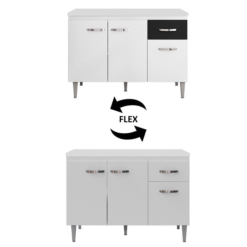 Balcão Gabinete Para Pia Com Tampo 120cm 3 Portas E 1 Gaveta Gabriela Branco - Ajl Móveis - 8