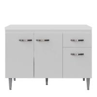 Balcão Gabinete Para Pia Com Tampo 120cm 3 Portas E 1 Gaveta Gabriela Branco - Ajl Móveis - 1