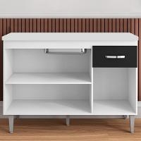 Balcão Gabinete Para Pia Com Tampo 120cm 3 Portas E 1 Gaveta Gabriela Branco - Ajl Móveis - 3