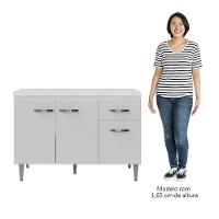 Balcão Gabinete Para Pia Com Tampo 120cm 3 Portas E 1 Gaveta Gabriela Branco - Ajl Móveis - 5