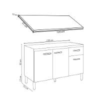 Balcão Gabinete Para Pia Com Tampo 120cm 3 Portas E 1 Gaveta Gabriela Branco - Ajl Móveis - 7