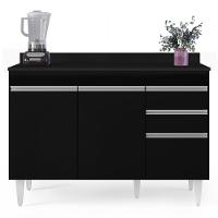 Balcão Gabinete Para Pia Com Tampo 120cm Michigan Preto - Lumil