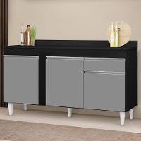 Balcão Gabinete Para Pia Com Tampo 150cm 3 Portas 1 Gaveta Dakota Preto-cinza - Lumil - 7