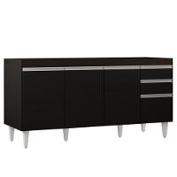 Balcão Gabinete 160cm Sem Tampo 4 Portas 2 Gavetas Arkansas Preto - Lumil Móveis - 1