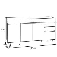 Balcão Gabinete 160cm Sem Tampo 4 Portas 2 Gavetas Arkansas Preto - Lumil Móveis