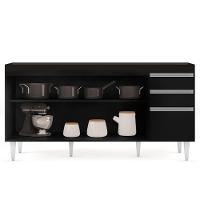 Balcão Gabinete 160cm Sem Tampo 4 Portas 2 Gavetas Arkansas Preto - Lumil Móveis - 5