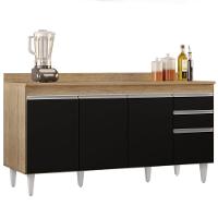 Balcão Gabinete Para Pia Com Tampo 160cm Arkansas Castanho-preto - Lumil - 1