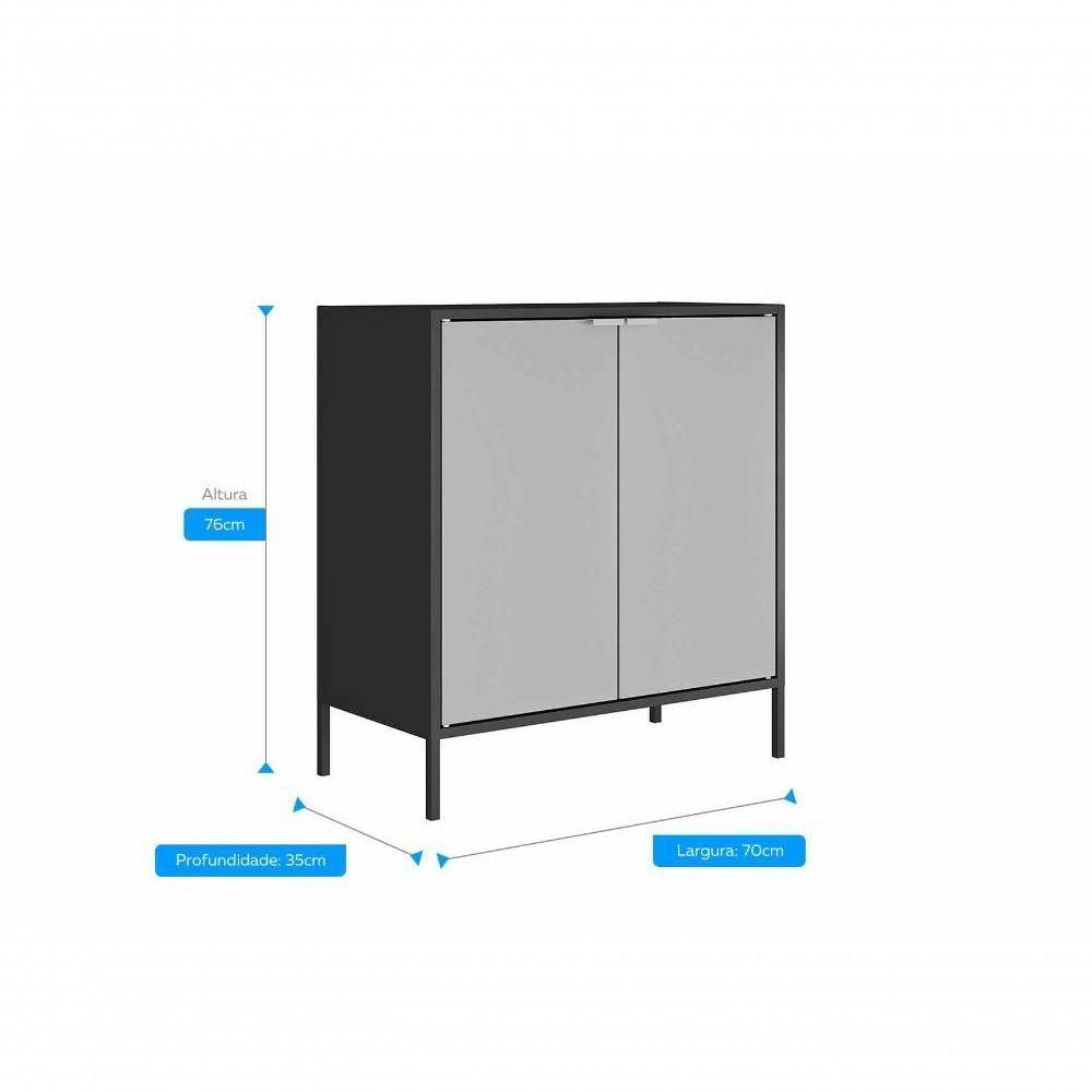 Balcão Alto Multiúso Itatiaia Smart - 2 Portas - Preto C/ Cinza Matte - 5